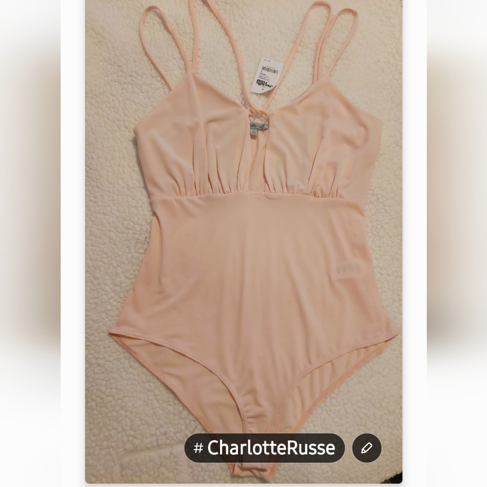 Charlotte Russe Bodysuits light peach , size large New with tags